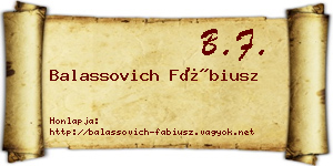 Balassovich Fábiusz névjegykártya